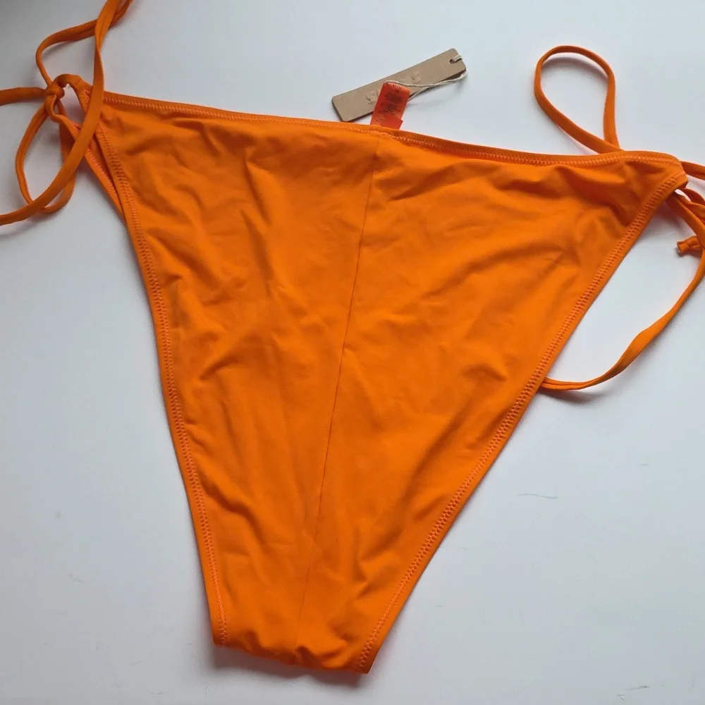 SKIMS Recycled Swim Low Rise Tie Bright Orange Bikini Bottom 4X G152
